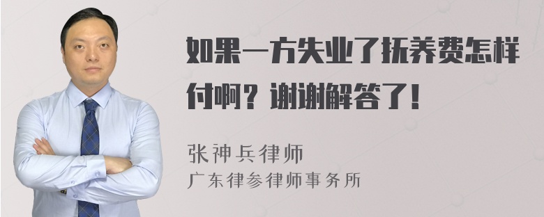 如果一方失业了抚养费怎样付啊？谢谢解答了！