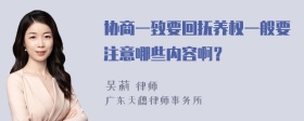 协商一致要回抚养权一般要注意哪些内容啊？