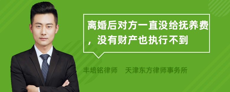 离婚后对方一直没给抚养费，没有财产也执行不到