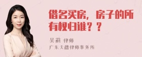 借名买房，房子的所有权归谁？？