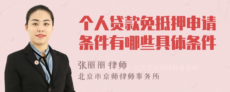 个人贷款免抵押申请条件有哪些具体条件