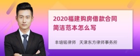 2020福建购房借款合同简洁范本怎么写