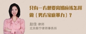 只有一方想要离婚应该怎样做（男方家庭暴力）？