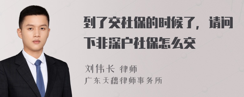 到了交社保的时候了，请问下非深户社保怎么交