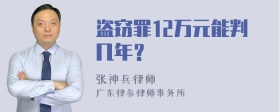 盗窃罪12万元能判几年？