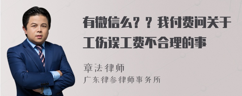 有微信么？？我付费问关于工伤误工费不合理的事