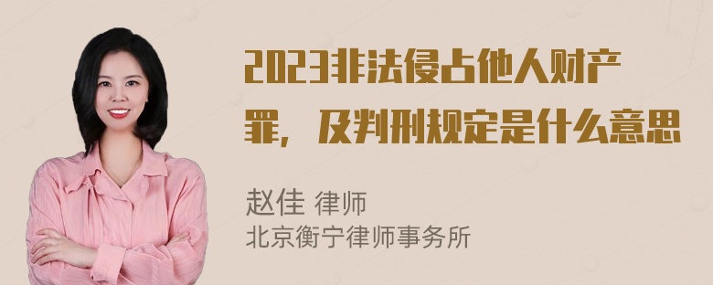 2023非法侵占他人财产罪，及判刑规定是什么意思