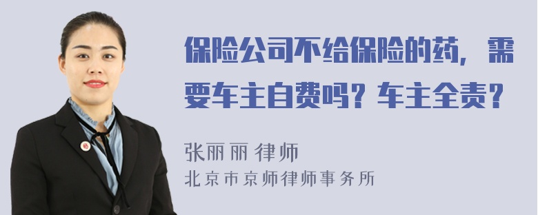 保险公司不给保险的药，需要车主自费吗？车主全责？