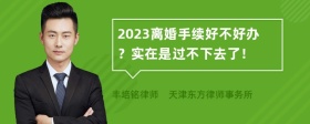 2023离婚手续好不好办？实在是过不下去了！