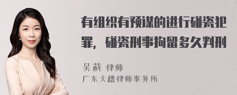 有组织有预谋的进行碰瓷犯罪，碰瓷刑事拘留多久判刑