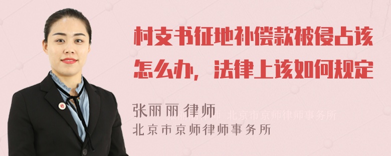 村支书征地补偿款被侵占该怎么办，法律上该如何规定