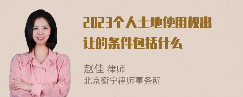 2023个人土地使用权出让的条件包括什么