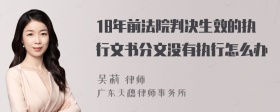 18年前法院判决生效的执行文书分文没有执行怎么办