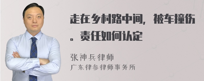 走在乡村路中间，被车撞伤。责任如何认定