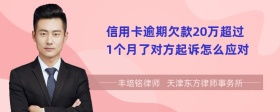 信用卡逾期欠款20万超过1个月了对方起诉怎么应对