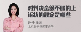 对判决金额不服的上诉状的规定是哪些