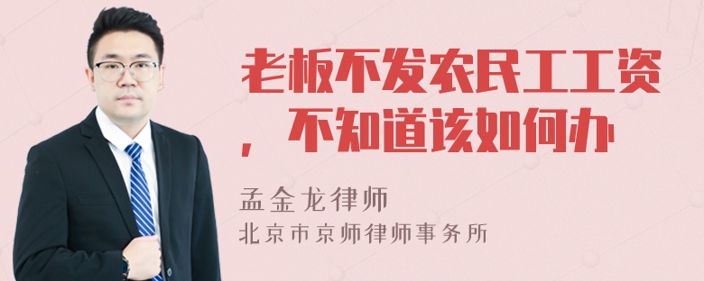 老板不发农民工工资，不知道该如何办