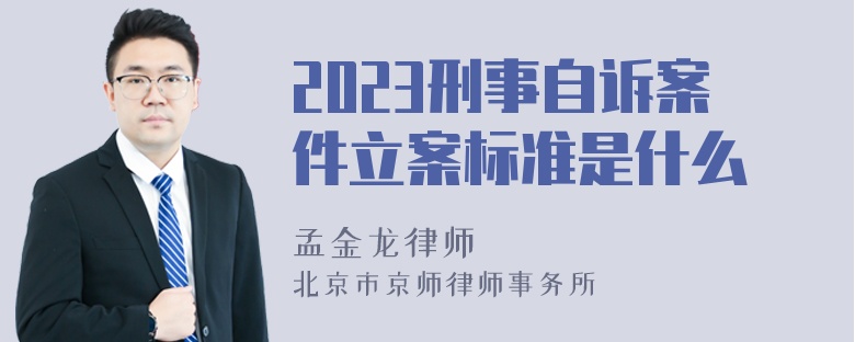 2023刑事自诉案件立案标准是什么