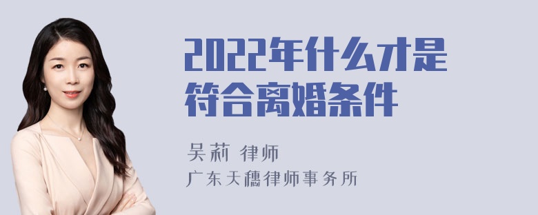 2022年什么才是符合离婚条件