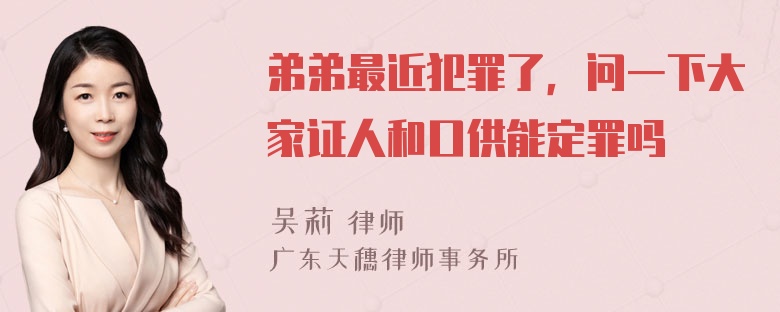 弟弟最近犯罪了，问一下大家证人和口供能定罪吗