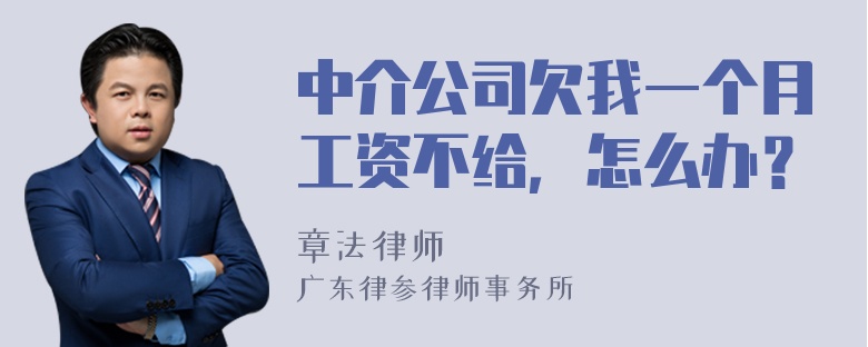 中介公司欠我一个月工资不给，怎么办？