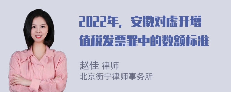 2022年，安徽对虚开增值税发票罪中的数额标准