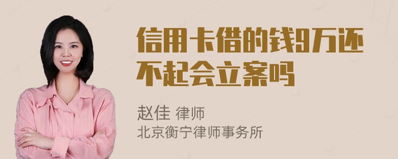 信用卡借的钱9万还不起会立案吗