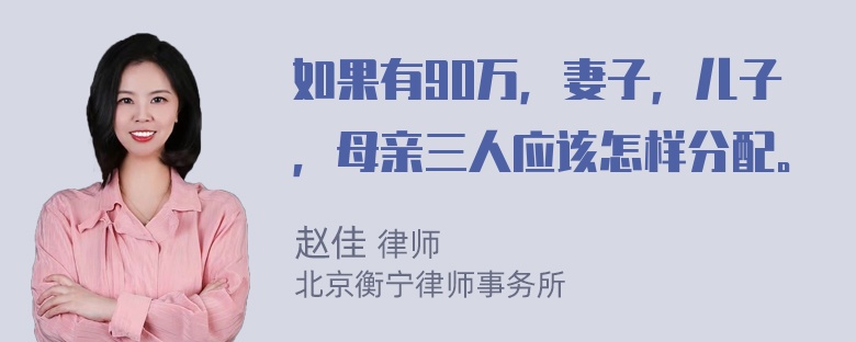 如果有90万，妻子，儿子，母亲三人应该怎样分配。