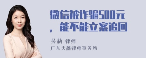 微信被诈骗500元，能不能立案追回