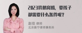 2023我想离婚，要孩子都需要什么条件呢？