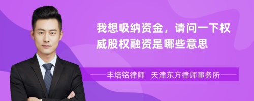 我想吸纳资金，请问一下权威股权融资是哪些意思