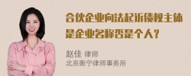 合伙企业向法起诉债权主体是企业名称否是个人？