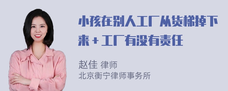 小孩在别人工厂从货梯掉下来＋工厂有没有责任