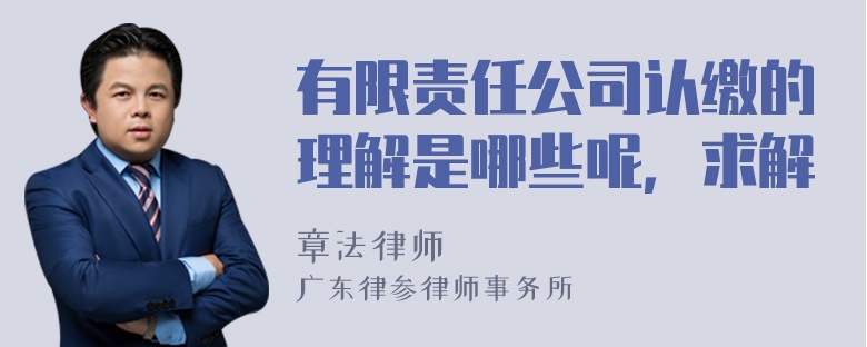 有限责任公司认缴的理解是哪些呢，求解