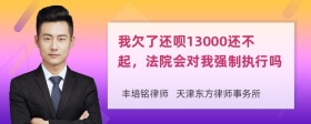 我欠了还呗13000还不起，法院会对我强制执行吗