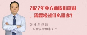 2022年单方面提出离婚，需要经过什么程序？