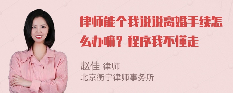 律师能个我说说离婚手续怎么办嘛？程序我不懂走