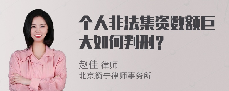 个人非法集资数额巨大如何判刑？