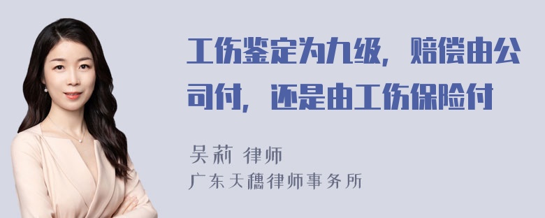 工伤鉴定为九级，赔偿由公司付，还是由工伤保险付