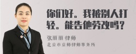 你们好。我被别人打轻。能告他劳改吗？