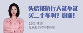 失信被执行人能不能买二手车啊？谢谢！