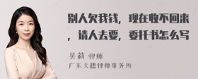 别人欠我钱，现在收不回来，请人去要，委托书怎么写