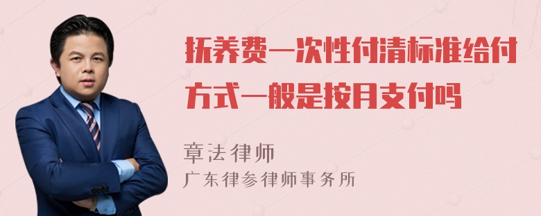 抚养费一次性付清标准给付方式一般是按月支付吗