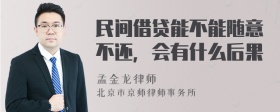 民间借贷能不能随意不还，会有什么后果