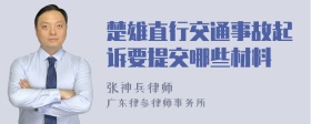 楚雄直行交通事故起诉要提交哪些材料