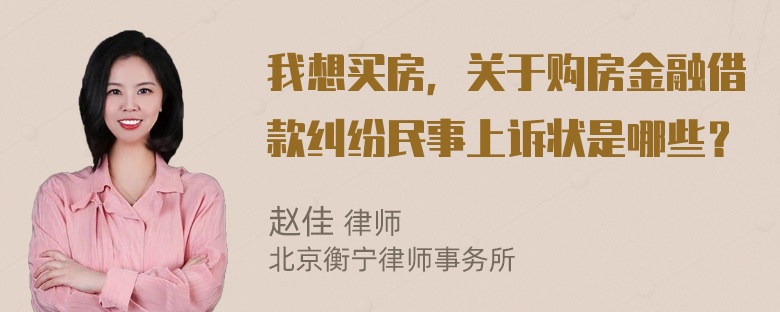 我想买房，关于购房金融借款纠纷民事上诉状是哪些？