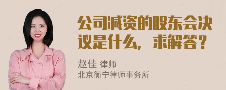 公司减资的股东会决议是什么，求解答？