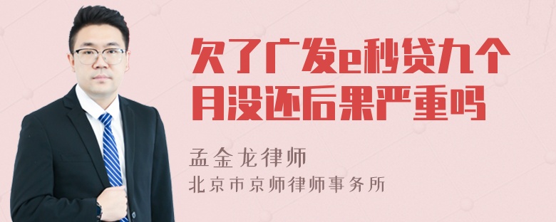 欠了广发e秒贷九个月没还后果严重吗