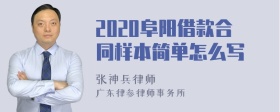 2020阜阳借款合同样本简单怎么写