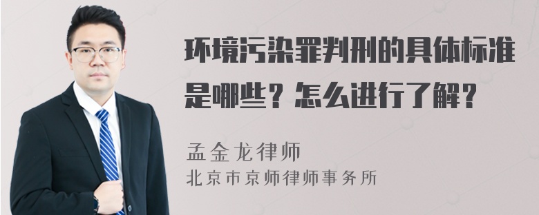 环境污染罪判刑的具体标准是哪些？怎么进行了解？